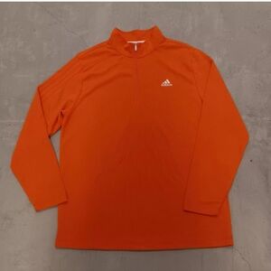 adidas Men's 3-Stripe Recycled Polyester Quarter Zip Pullover Orange-Size L TALL